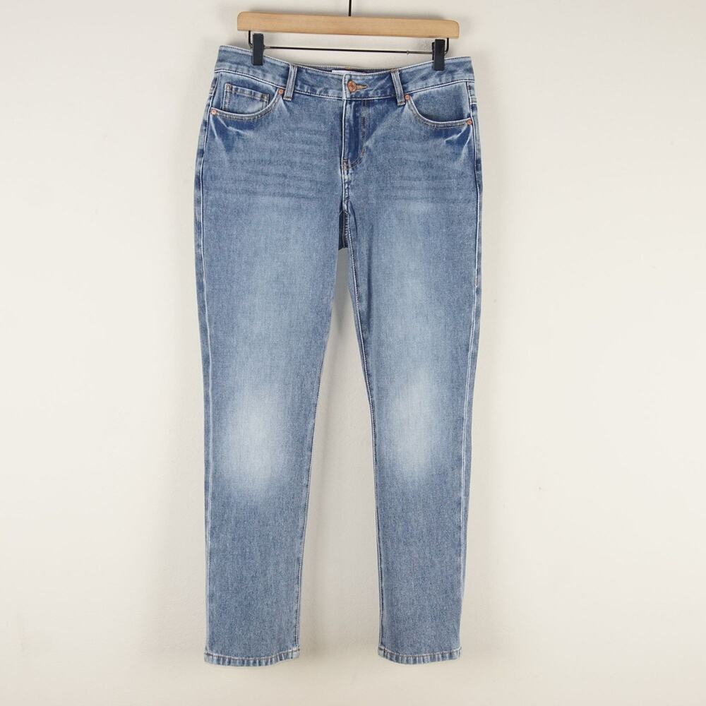 Cabi Harlow Mid Rise Straight Tapered Light Wash Blue Jeans Womens Sz 4